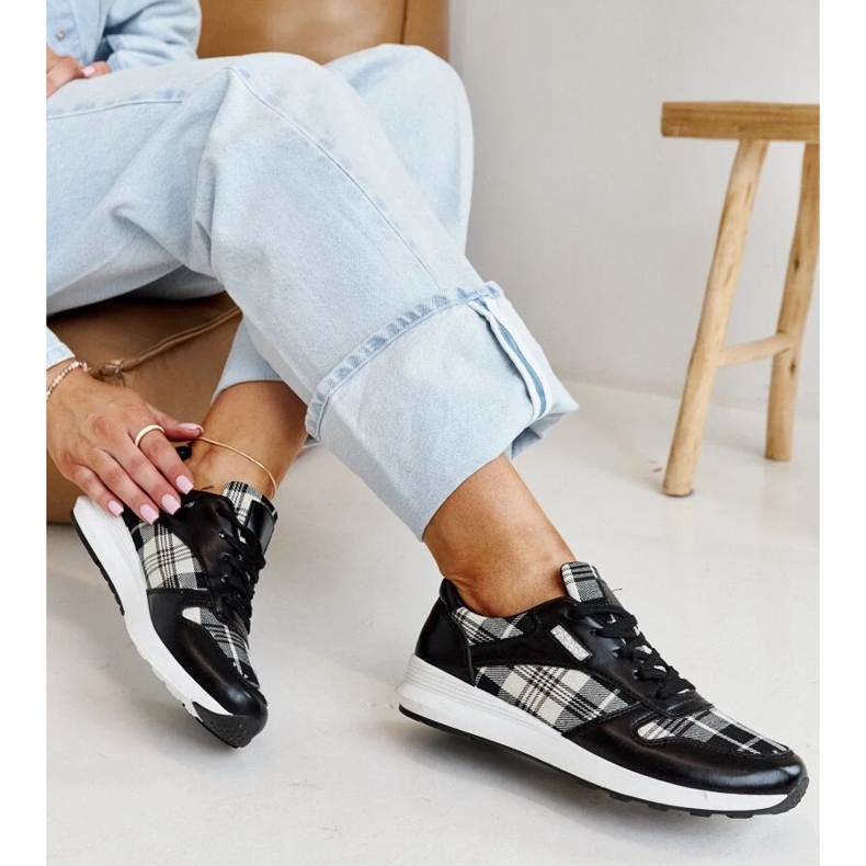 Black checkered sneakers