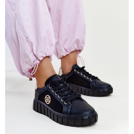 Black leather sneakers with a massive Viera sole