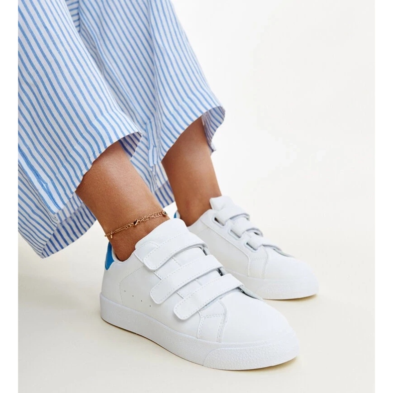 White and blue Velcro sneakers by Samala