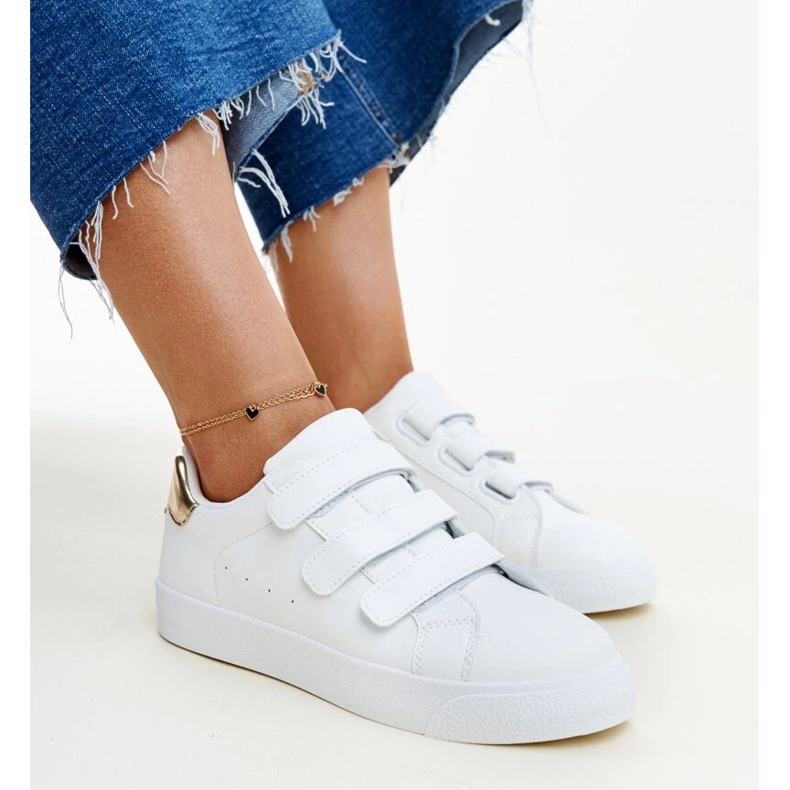 White and gold Samala velcro sneakers
