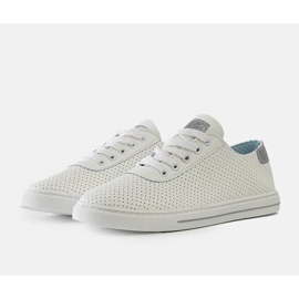 Women's white perforated sneakers lace -up sneakers