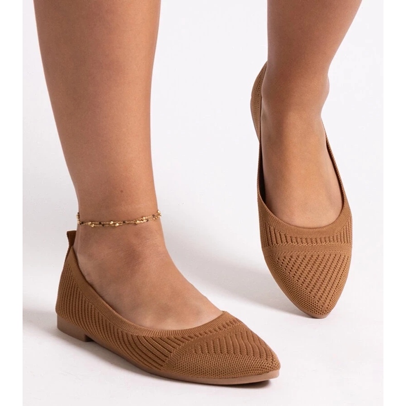 D/CEO Wendana fabric caramel ballerina shoes brown