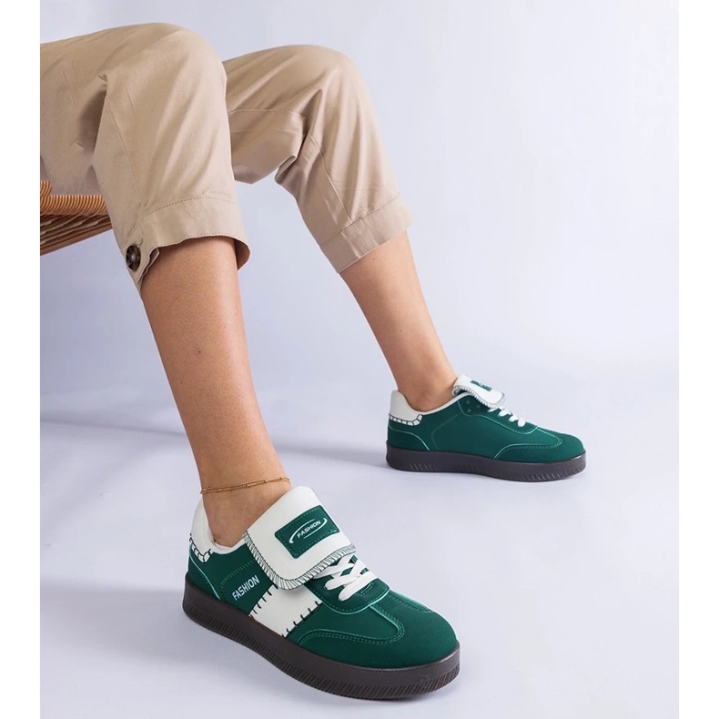D/CEO Green platform sneakers with Puente stitching