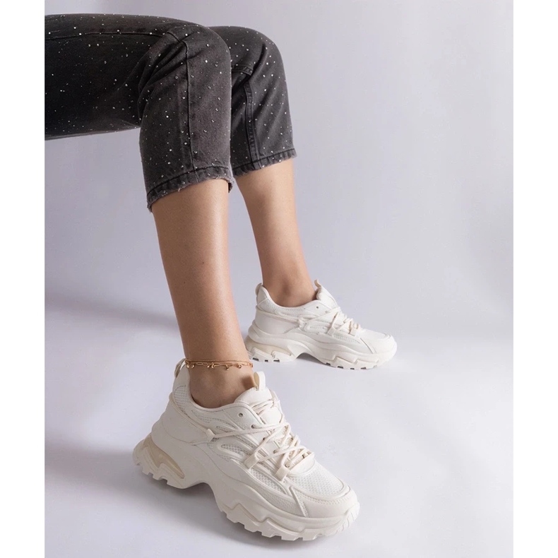 D/CEO Beige sports sneakers with a massive Roxana sole