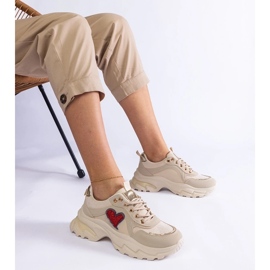 D/CEO Beige platform sneakers with a Martinez heart