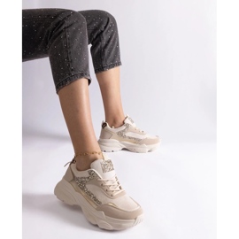 D/CEO Beige sneakers with glitter Clorinda inserts
