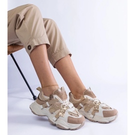 D/CEO Beige sneakers with Candra gold inserts