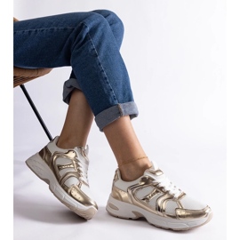 D/CEO White and gold Ena sports sneakers golden