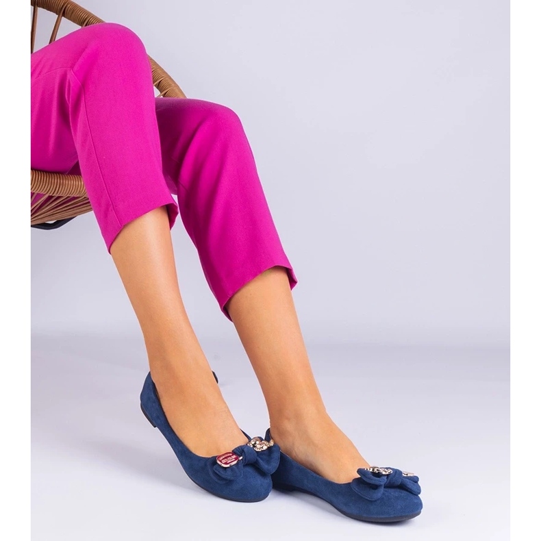 D/CEO Navy classic ballerinas with a MASOL bow
