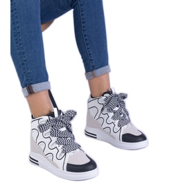 White women's sneakers with thick laces