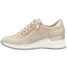 Sneakers on a wedge rieker n4316 zlotys golden