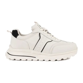Goodin Leather sports shoes on a thick sole white