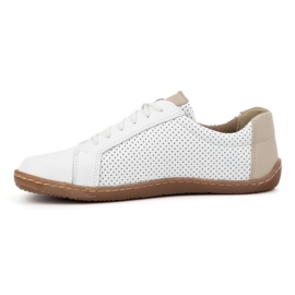 Olivier Women's minimalist leather shoes barefoot perforated model 1243 white