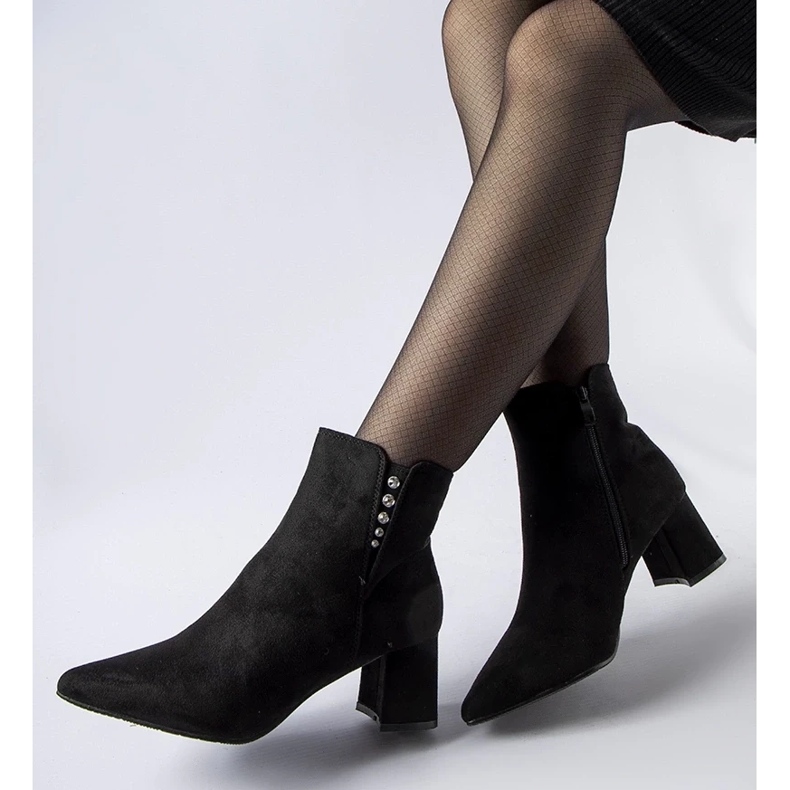 D/CEO Black ankle boots made of eco-suede with a Pikeville heel