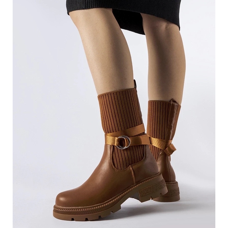 D/CEO Brown insulated sock ankle boots from Picker