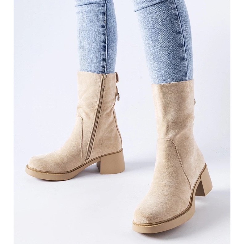 D/CEO Beige eco-suede ankle boots from Agordino