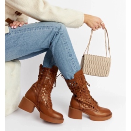 D/CEO Brown openwork high-heeled boots from Visalia D/CEO Brown openwork high-heeled boots from Visalia