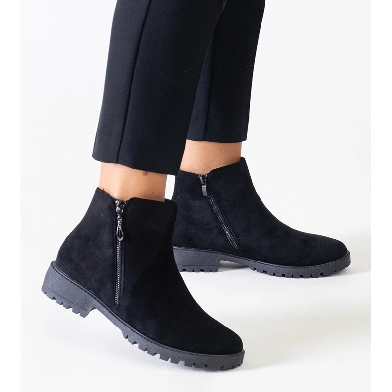 D/CEO Black ankle boots with metal inserts, eco-suede Branda