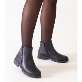 D/CEO Black ankle boots with metal inserts, Branda eco-leather D/CEO Black ankle boots with metal inserts, Branda eco-leather