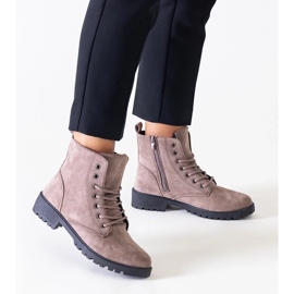 D/CEO Brown eco-suede worker boots on the Barosa platform