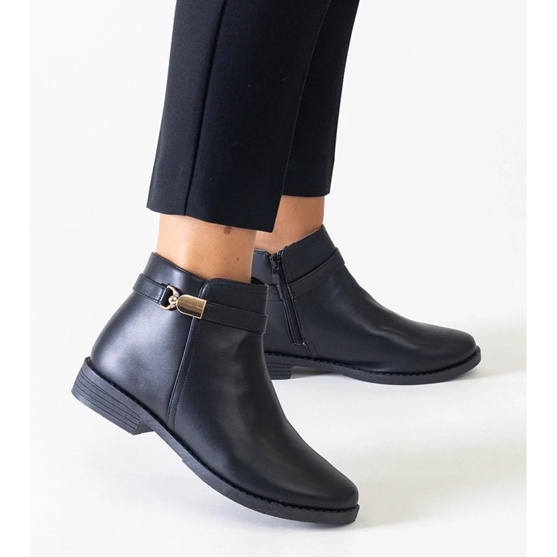 D/CEO Black ankle boots with gold Casetra eco-leather inserts D/CEO Black ankle boots with gold Casetra eco-leather inserts