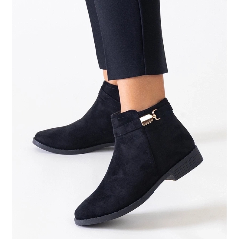 D/CEO Black ankle boots with gold Casetra eco-suede inserts
