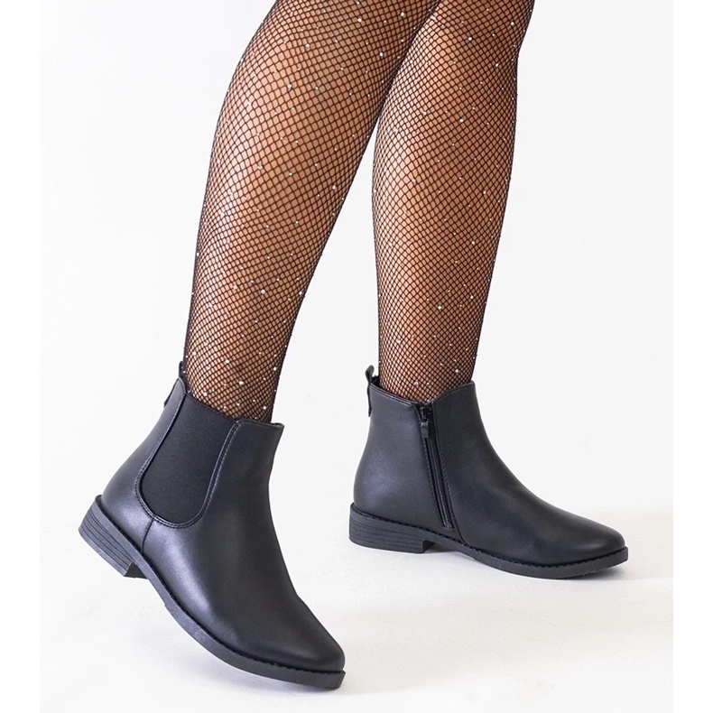 D/CEO Black classic ankle boots with an elastic insert in Maiza eco-leather