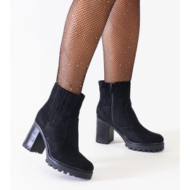 D/CEO Black ankle boots on a massive high heel, eco-suede Dunyana D/CEO Black ankle boots on a massive high heel, eco-suede Dunyana