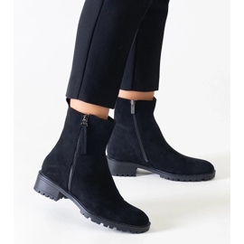 D/CEO Black high ankle boots on the Zahra eco-suede platform