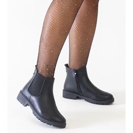 D/CEO Black classic casual ankle boots made of Salara eco-leather