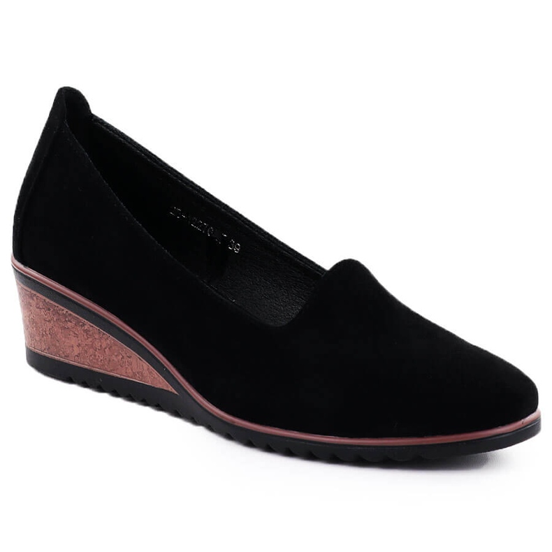 Shoes on wedges suede black potocki sz12276