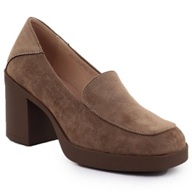 Shoes women's high heels, suede beige potocki sz12547