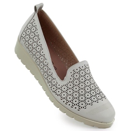 Women's shoes on the elevation of openwork beige M. Daszyński MR1628-20