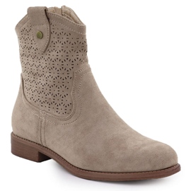 Women's suede boots openwork beige s.barski HY51-063
