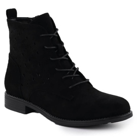 S.Barski Women's openwork boots Black suede S. Barski HY51-136