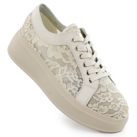 Shoes on the beige lace platform s.barski HY51-059