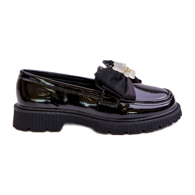 Painted Girls' Moccasins with an eco black leather bow