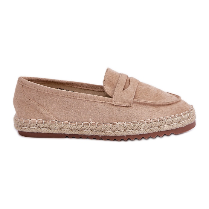 Women's espadrilles with a jute braid on a flat beige sole