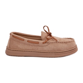Women's loafers on a flat sole beige