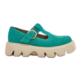 Suede shoes with a Zazoo buckle 20183 green Suede shoes with a Zazoo buckle 20183 green