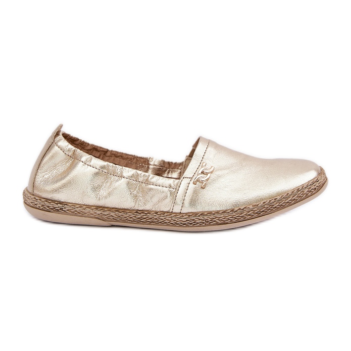 Elegant leather espadrilles Women's Zazoo 10177 gold golden Elegant leather espadrilles Women's Zazoo 10177 gold golden