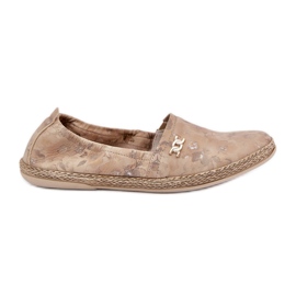 Elegant suede espadrilles with Women's Flowers Zazoo 10177 Beige