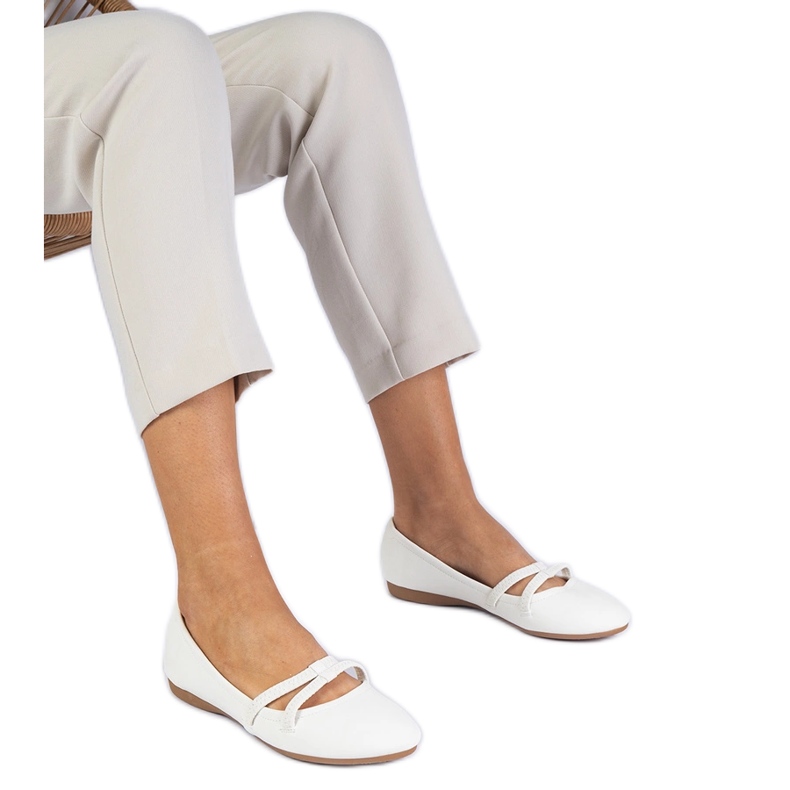 White women's ballerinas with a matt eco -leather White women's ballerinas with a matt eco -leather