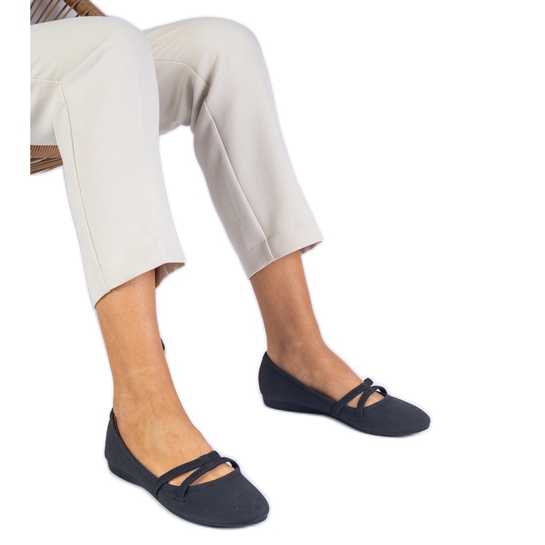 Black women's ballerinas made of matt eco -leather