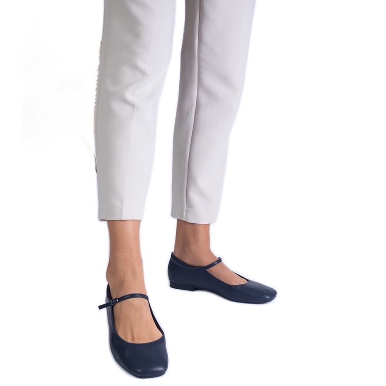 Navy classic eco -leather ballerinas blue