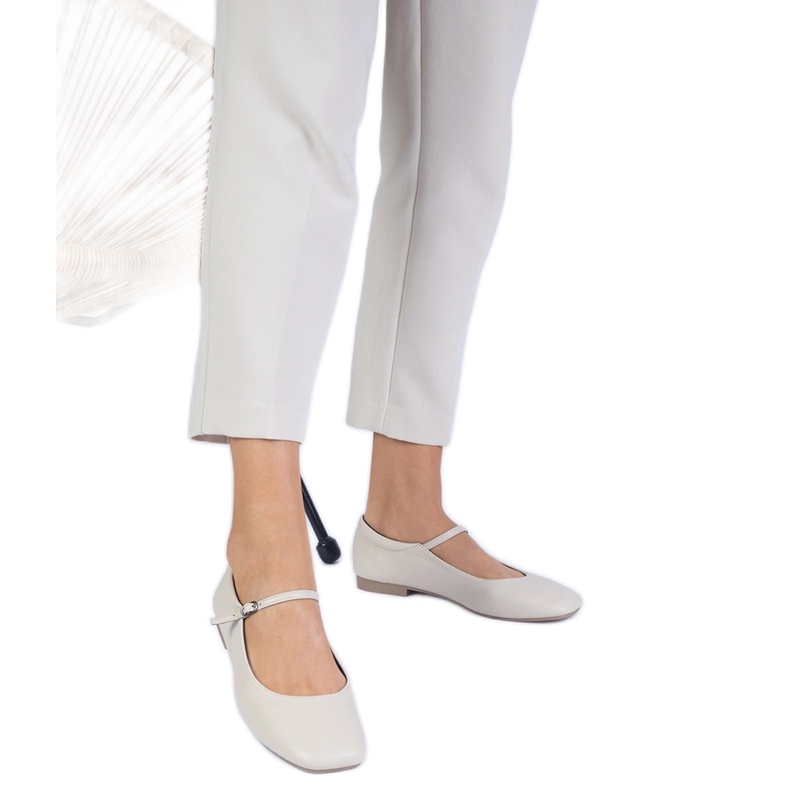 Beige classic eco -leather ballerinas