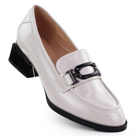 Women's shoes varnished with a decorative heel gray Vinceza 58492 grey