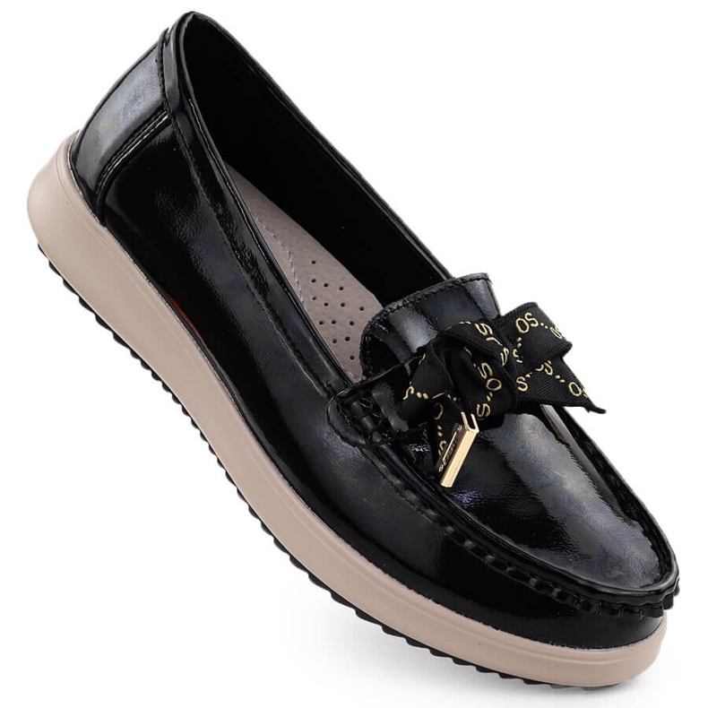 Leather loafers varnished with a bow black Filippo DP6457 Leather loafers varnished with a bow black Filippo DP6457