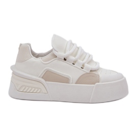 Women's sneakers with thick laces on the white platform
