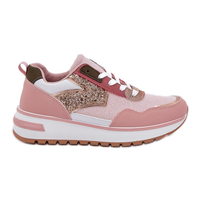 Shiny women's pink sports shoes